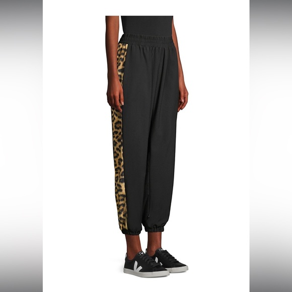 Terez Leopard-Print Side-Stripe Track Pants Large - Picture 1 of 5
